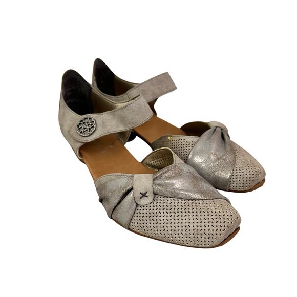 Rieker women's antique gray perforated leather Mary Jane shoes size EU 39 - Picture 1 of 7